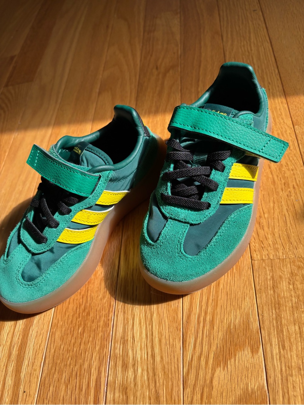 adidas Green and Yellow Kids Sneakers with Hook-and-Loop Strap